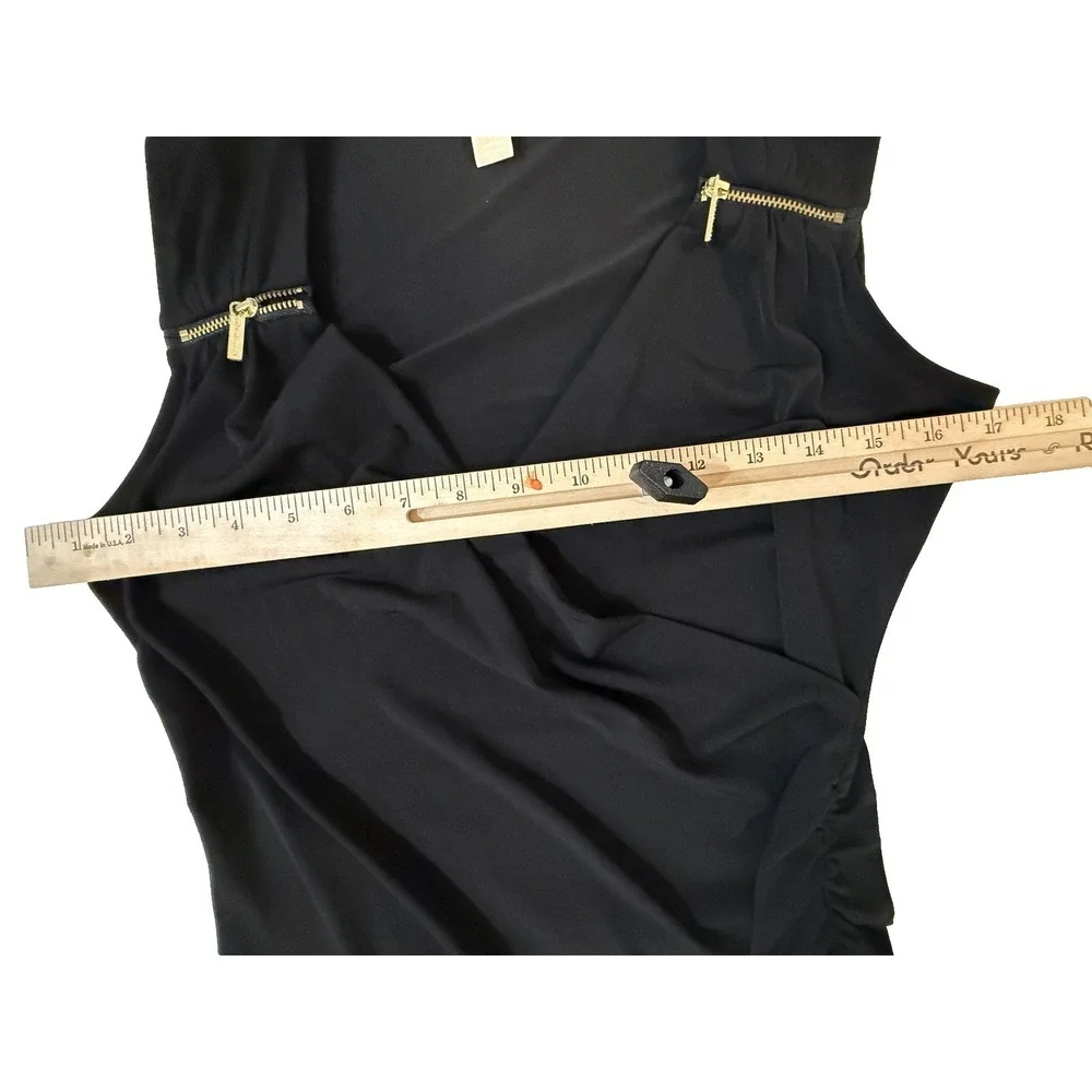 MICHAEL Michael Kors Dress‎ Womens SM Black Ruched Zipper Date Night Academia
